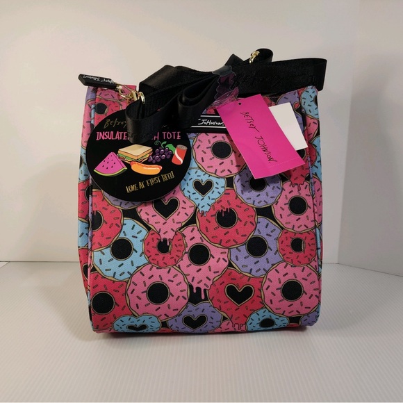 Betsey Johnson Insulated Light Weight Lunch Tote/Bag w/Graphic Donuts Print - Picture 14 of 15